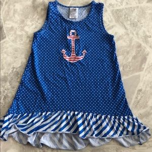 NWOT red white & blue anchor nautical polkadot & stripes tunic / shirt size 8